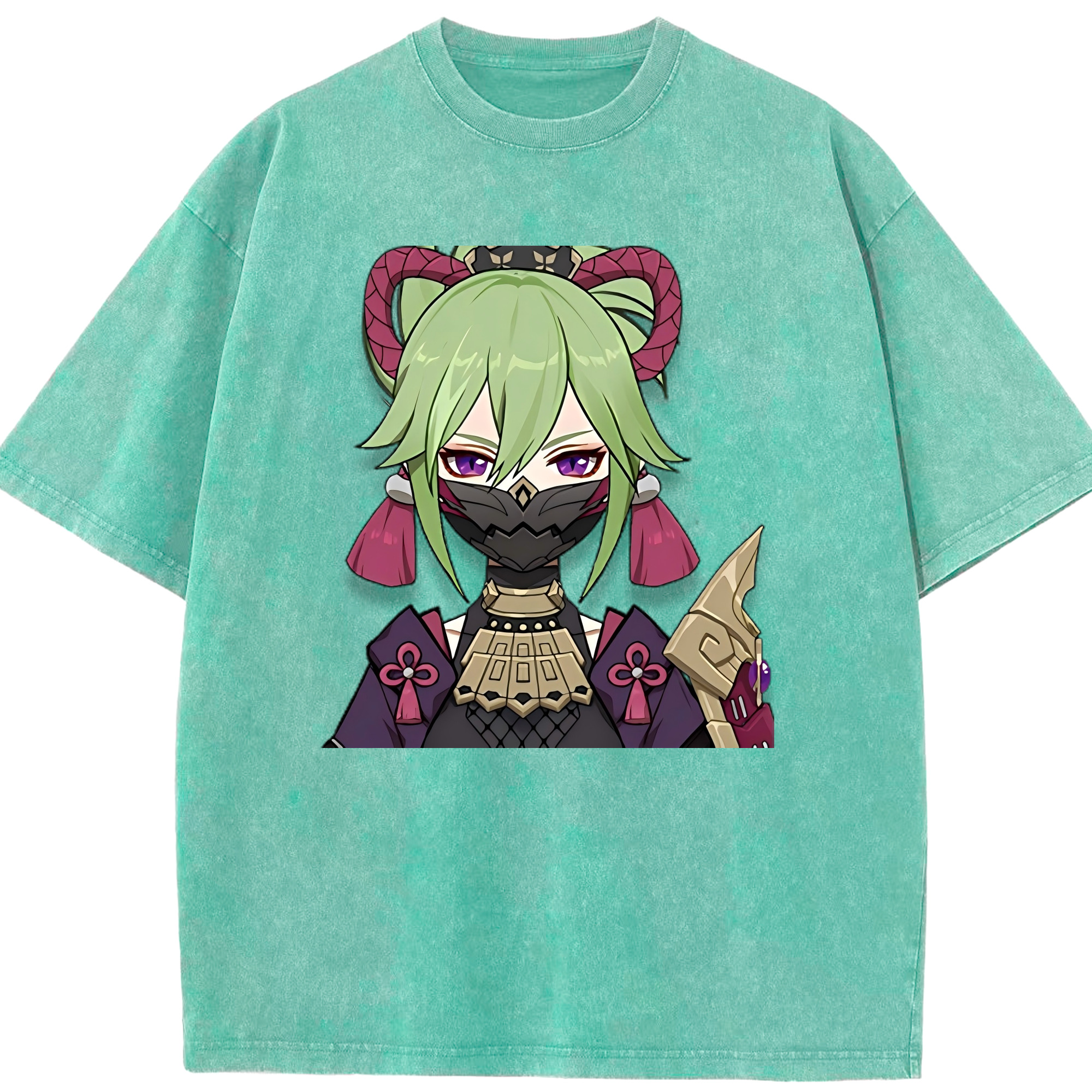 げんし神  久岐忍 くき しのぶ genshin Kuki Shinobu 綿100% ヴィンテージ風 半袖Tシャツ（フロントプリント）